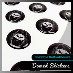 Domed resin labels