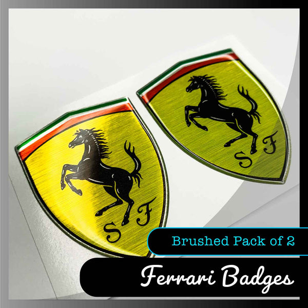 Ferrari Domed Badges — Brushed Silver (set of 2)