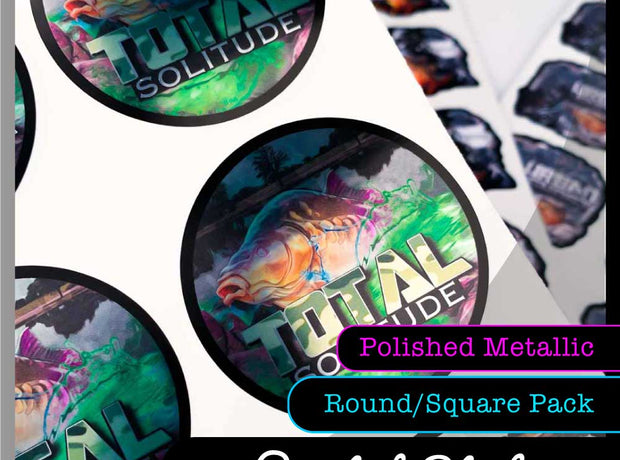 Polished Metallic Round or Square Stickers - Multiple Sizes and Quantities to choose from.