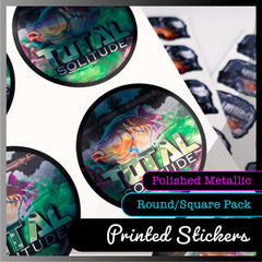 Polished Metallic Round or Square Stickers - Multiple Sizes and Quantities to choose from.