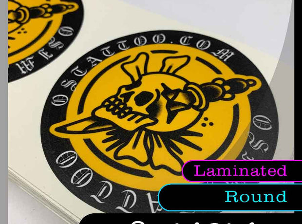 Laminated Custom round stickers - Many sizes and finishes to choose from.