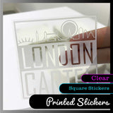 Transparent Square Stickers - White ink option available