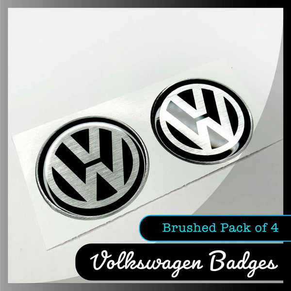 VW Wheel Badges — Brushed Silver (set of 4)