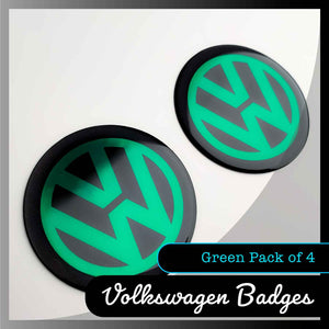 VW Wheel Badges — Metallic Green (set of 4)